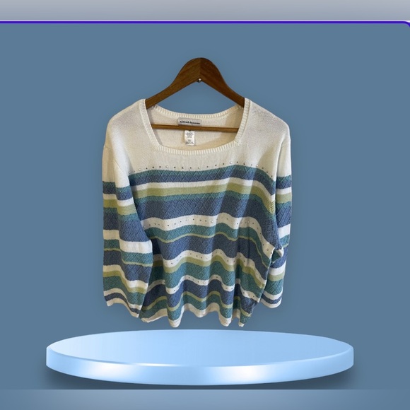 Alfred dunner Women multicolored  sweater cardigan pullover Plus Size 2X pearls - Picture 3 of 16